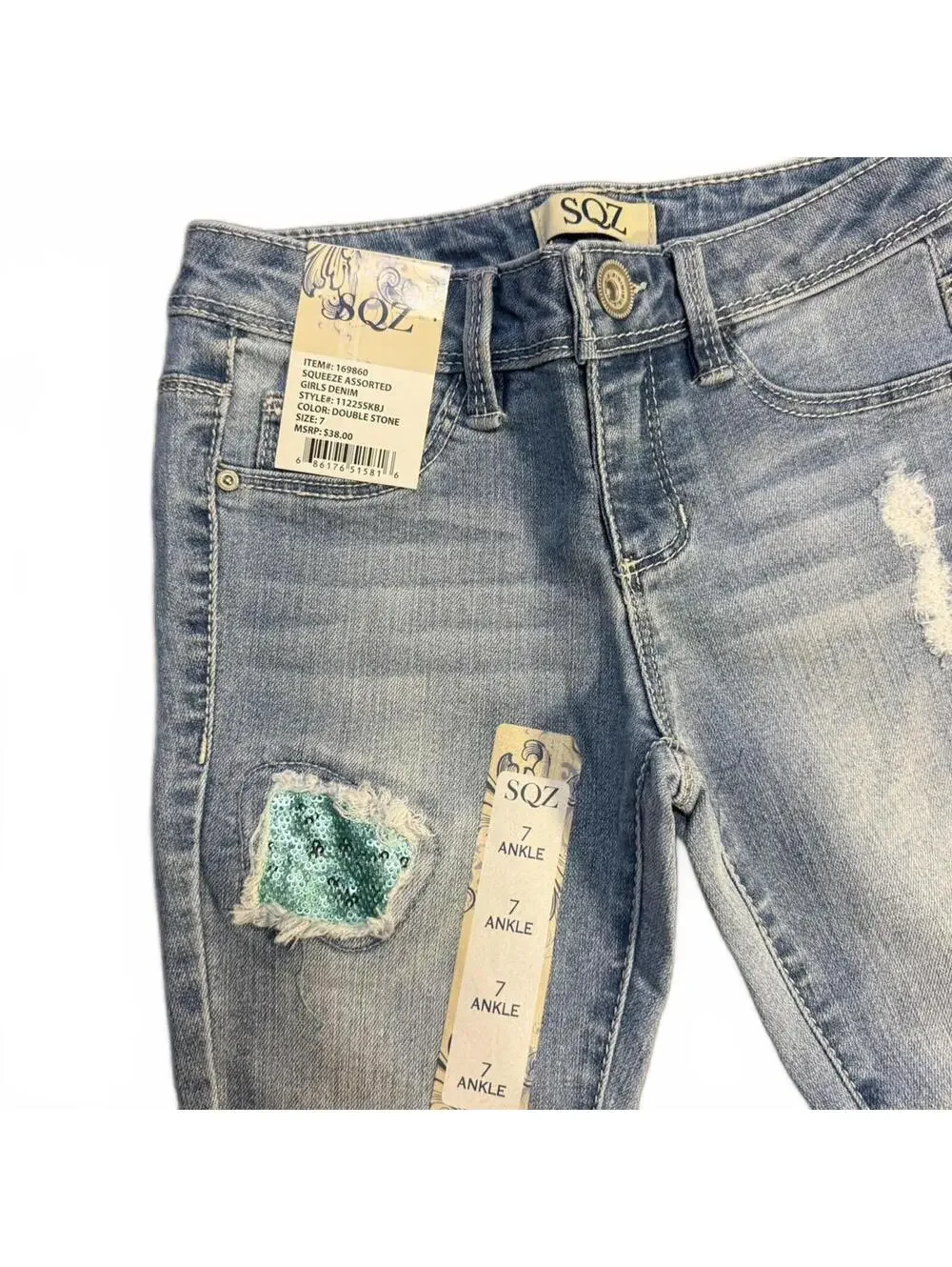 NWT SQZ Blue Jeans with Patch Details